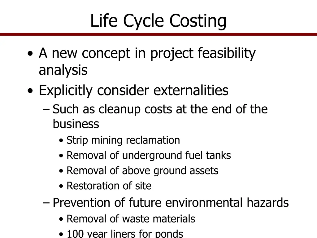 life cycle costing