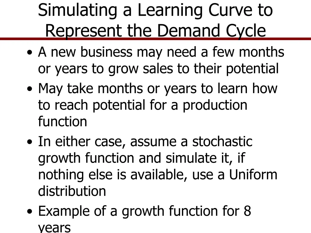 simulating a learning curve to represent