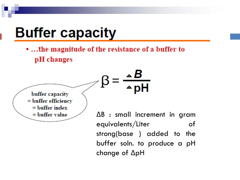 b small increment in gram equivalents liter