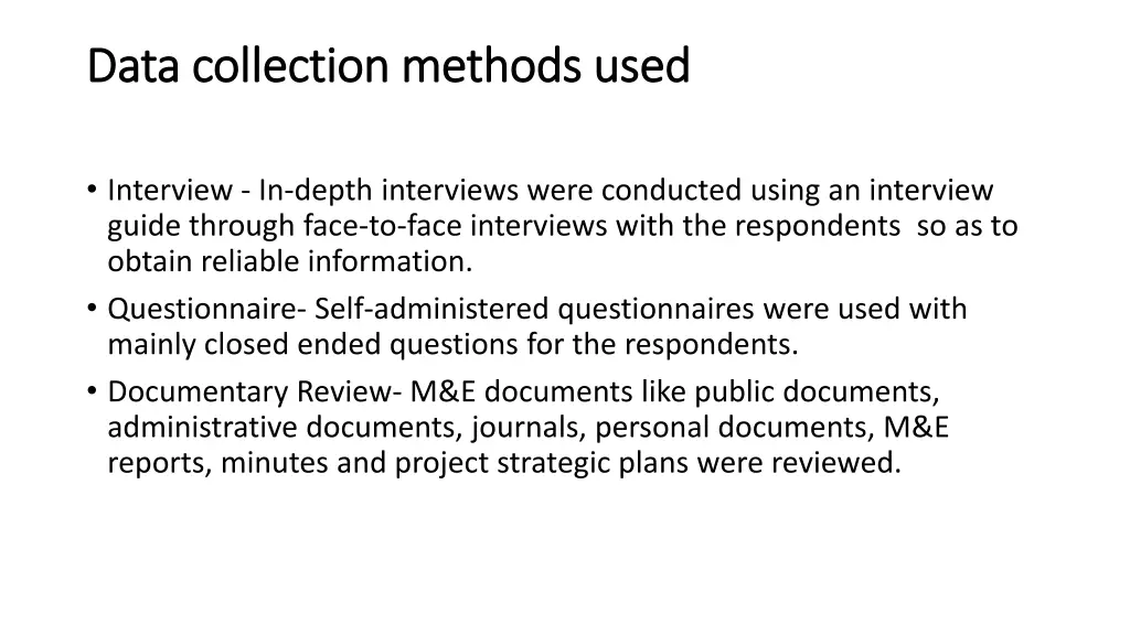 data collection methods used data collection