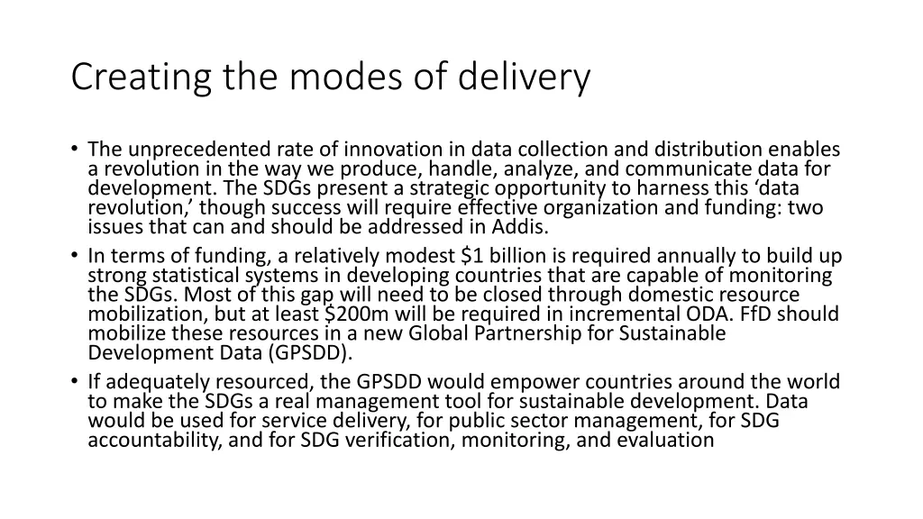 creating the modes of delivery