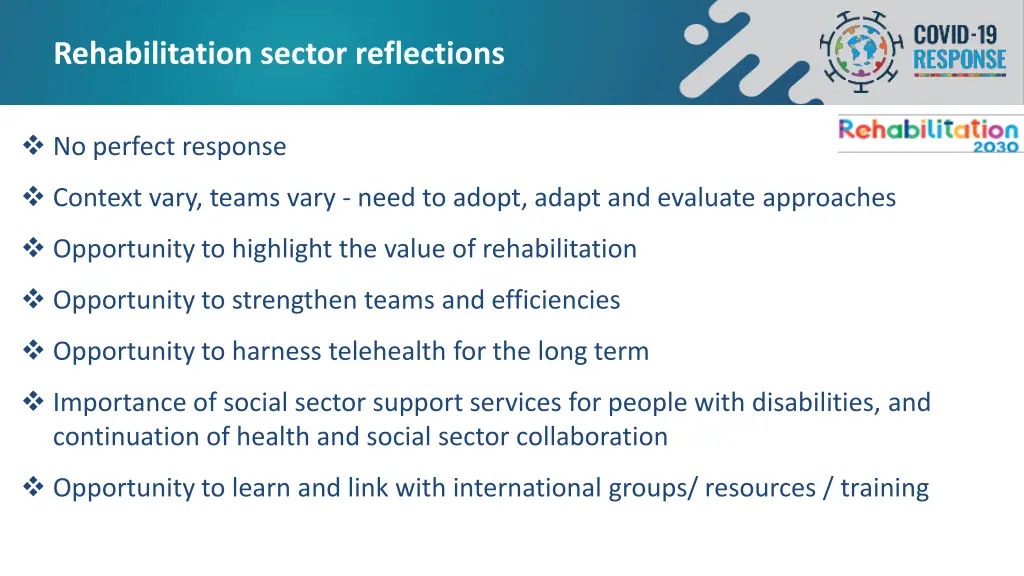 rehabilitation sector reflections