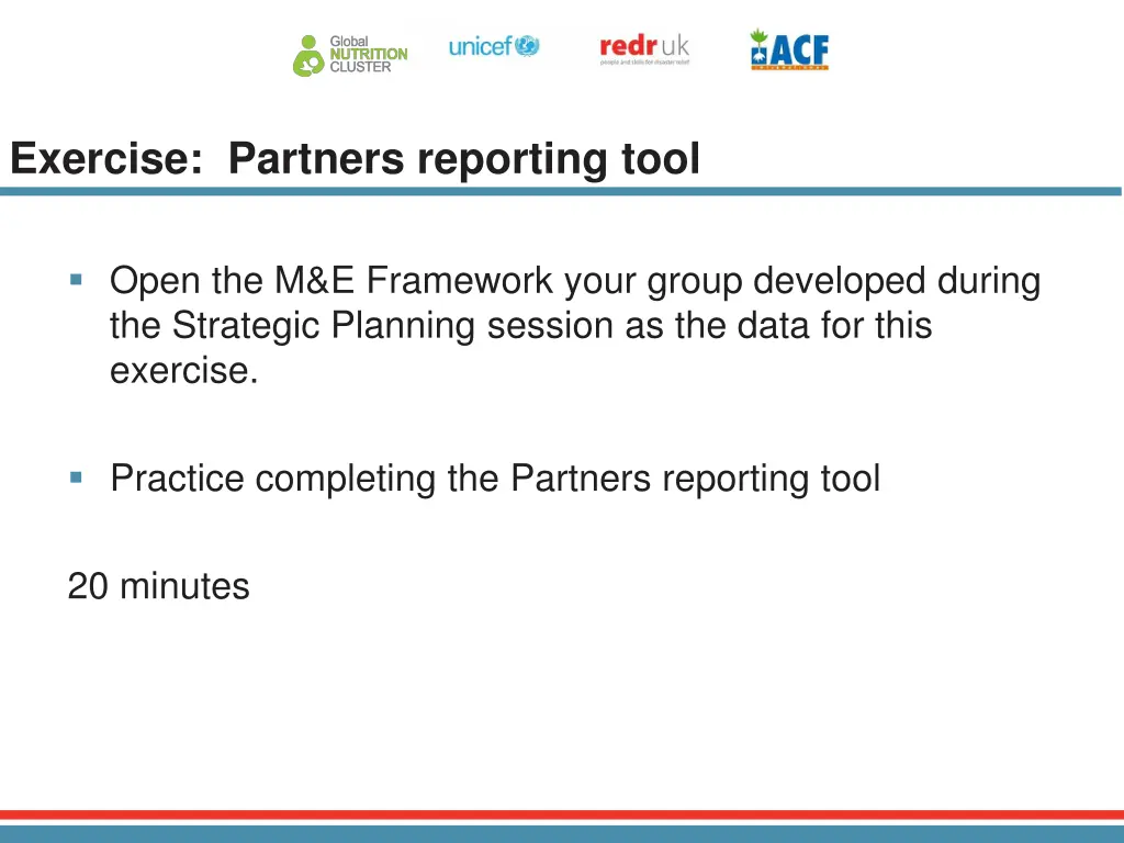 exercise partners reporting tool