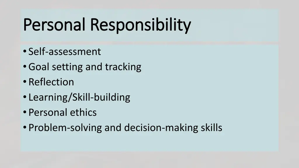 personal responsibility personal responsibility