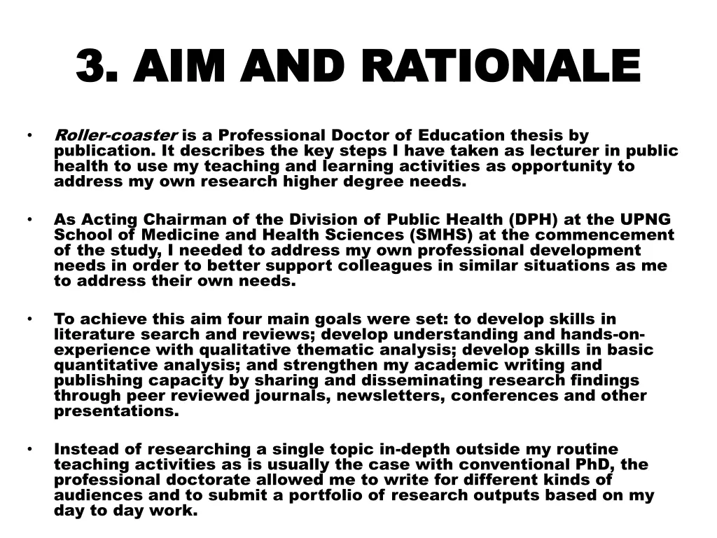 3 aim and rationale 3 aim and rationale