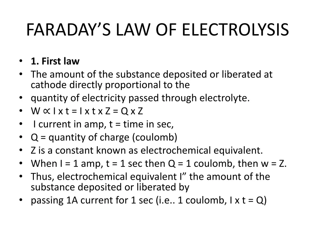 faraday s law of electrolysis