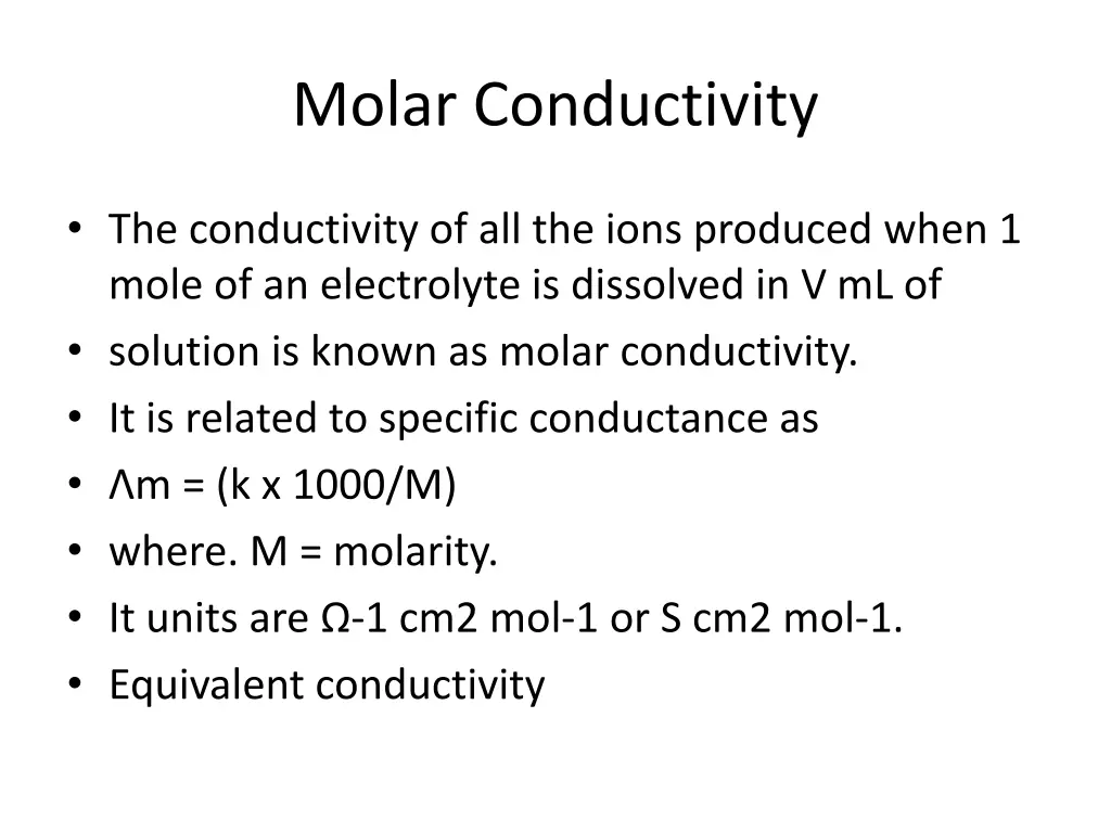 molar conductivity