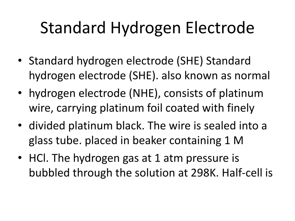 standard hydrogen electrode