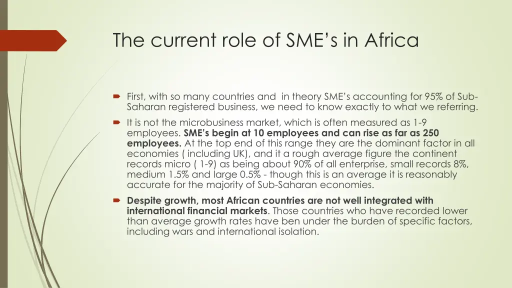 the current role of sme s in africa