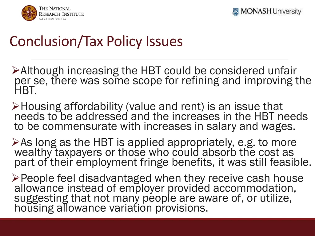 conclusion tax policy issues