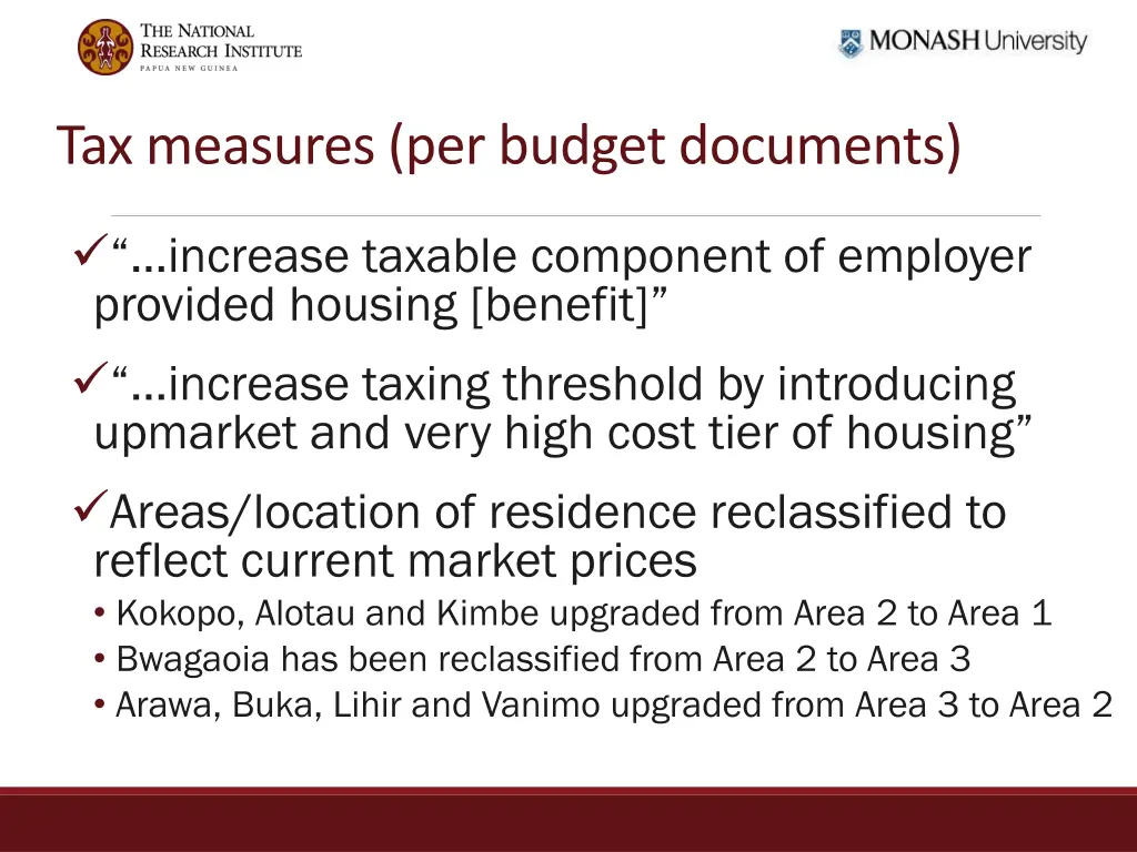 tax measures per budget documents