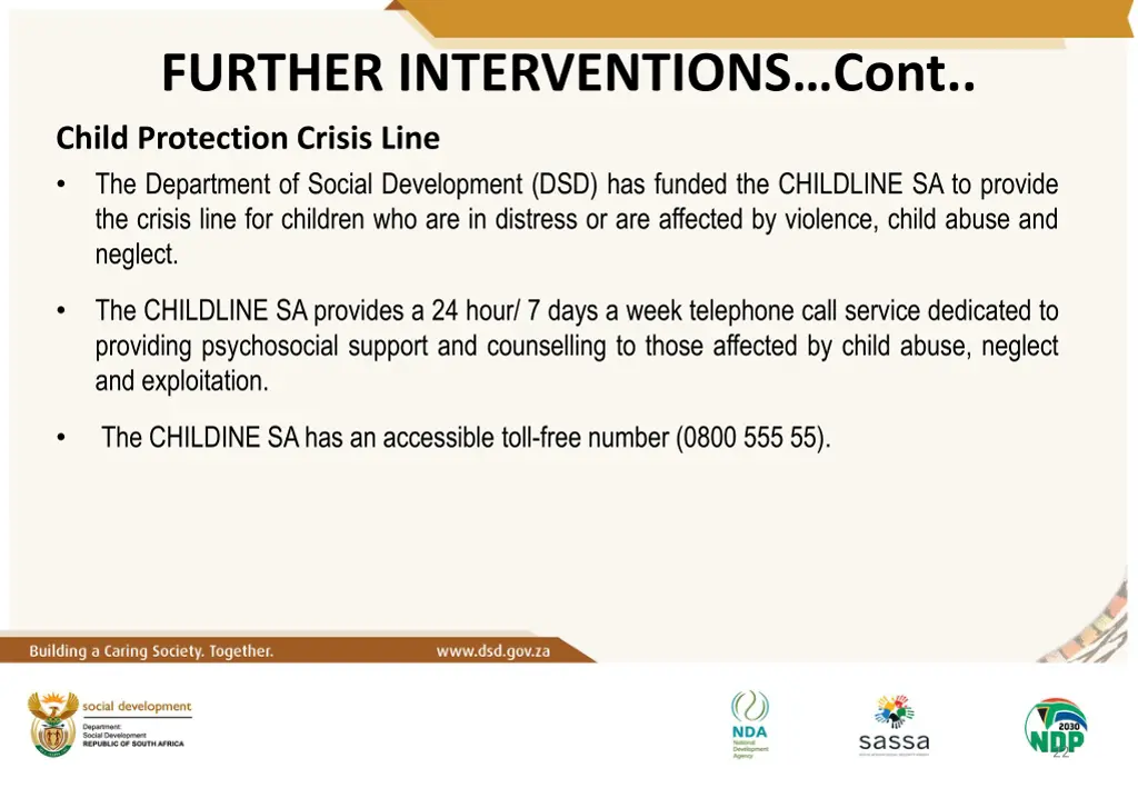 further interventions cont child protection