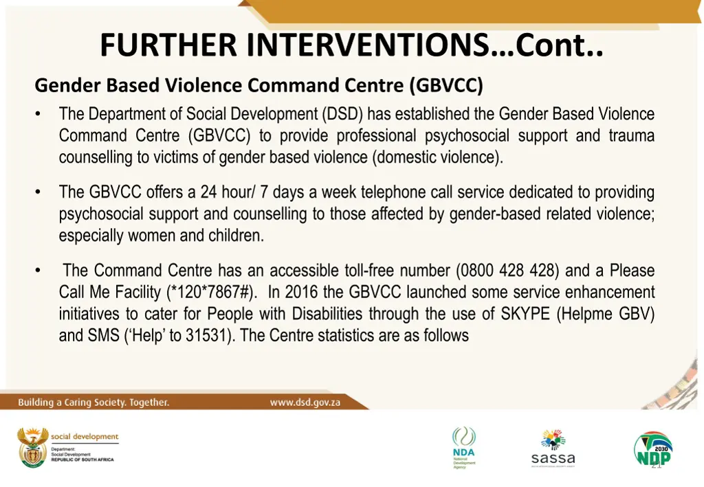 further interventions cont gender based violence