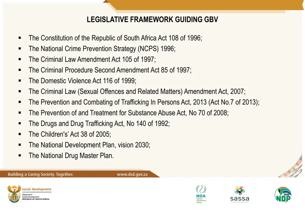 legislative framework guiding gbv