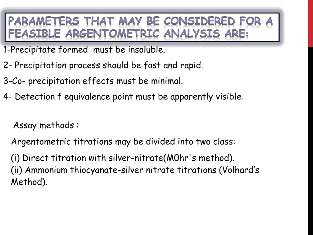 parameters that may be considered for a feasible