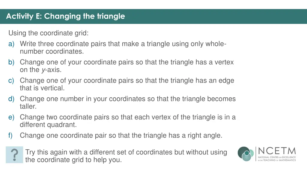 activity e changing the triangle