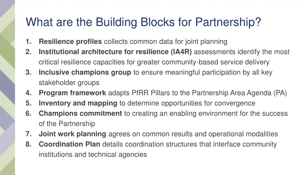 what are the building blocks for partnership