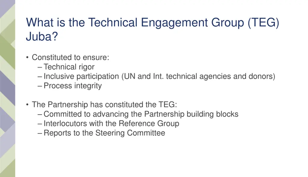 what is the technical engagement group teg juba