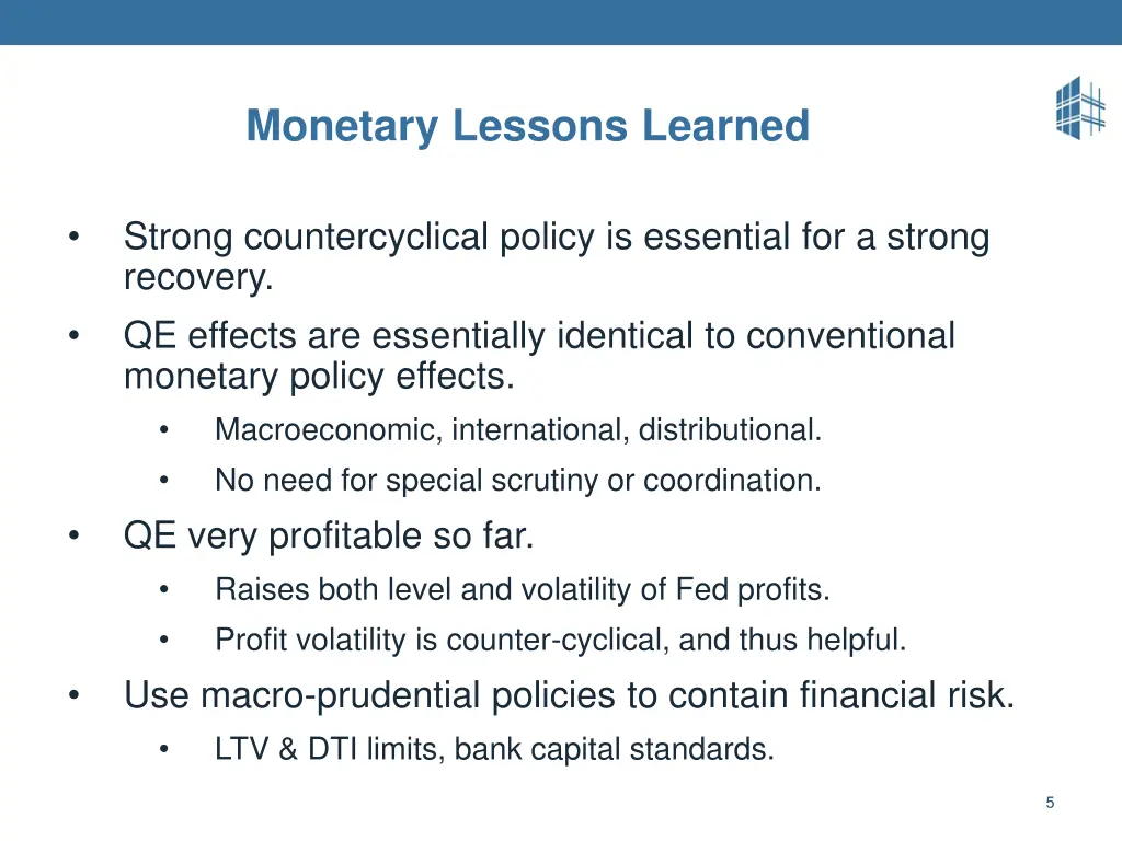 monetary lessons learned