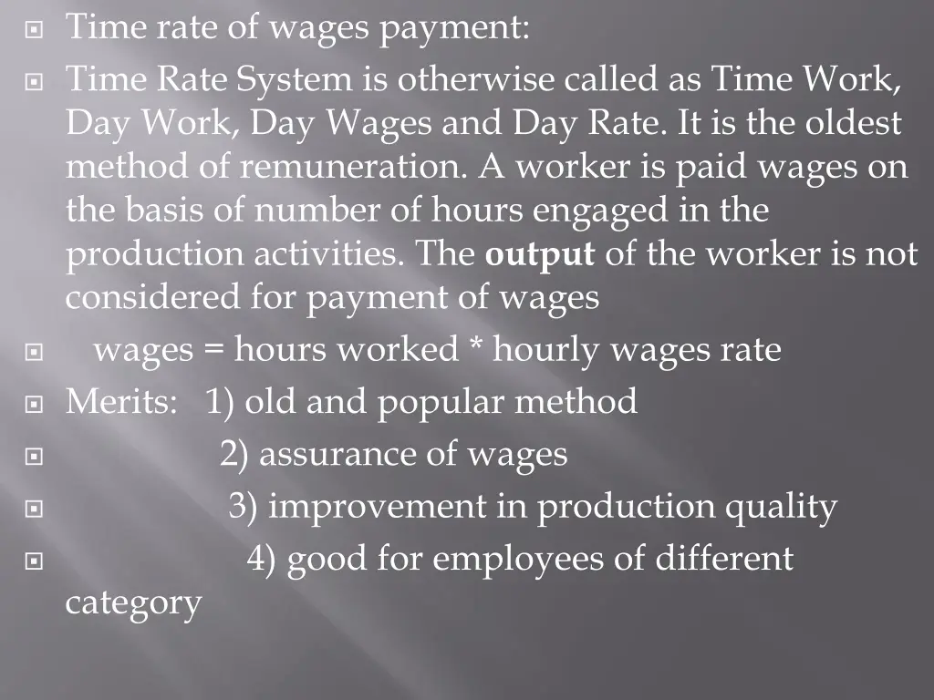 time rate of wages payment time rate system