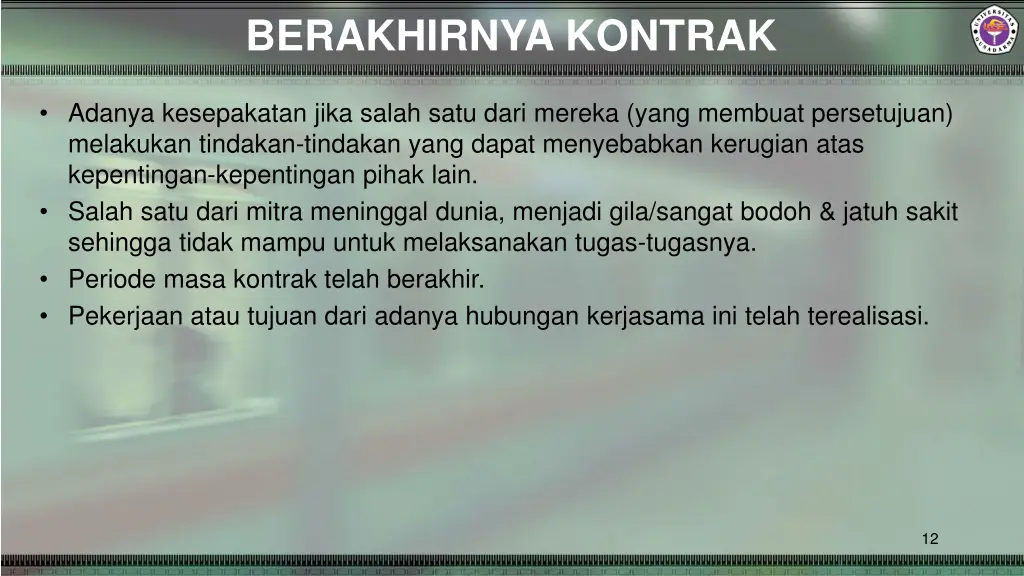 berakhirnya kontrak