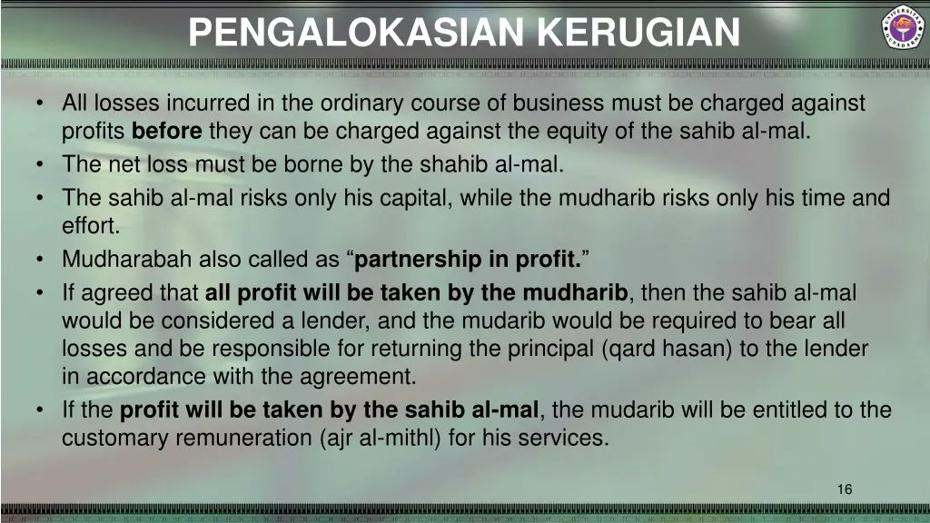 pengalokasian kerugian