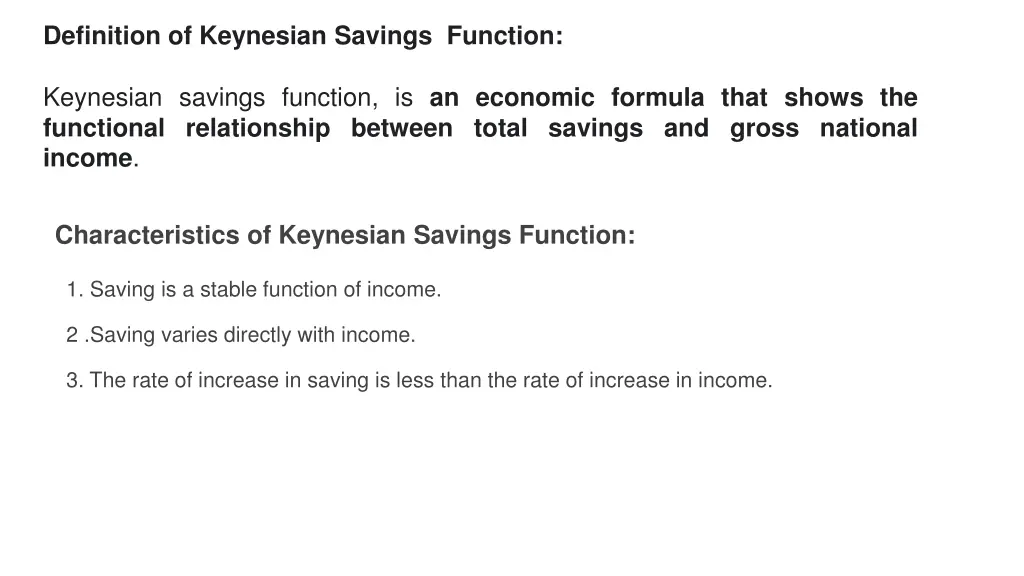 definition of keynesian savings function