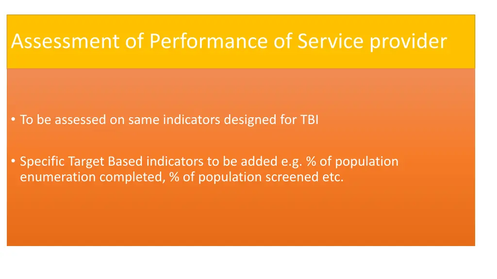 assessment of performance of service provider