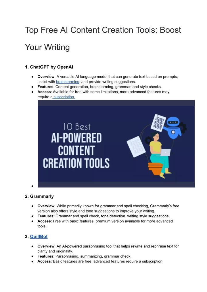 top free ai content creation tools boost