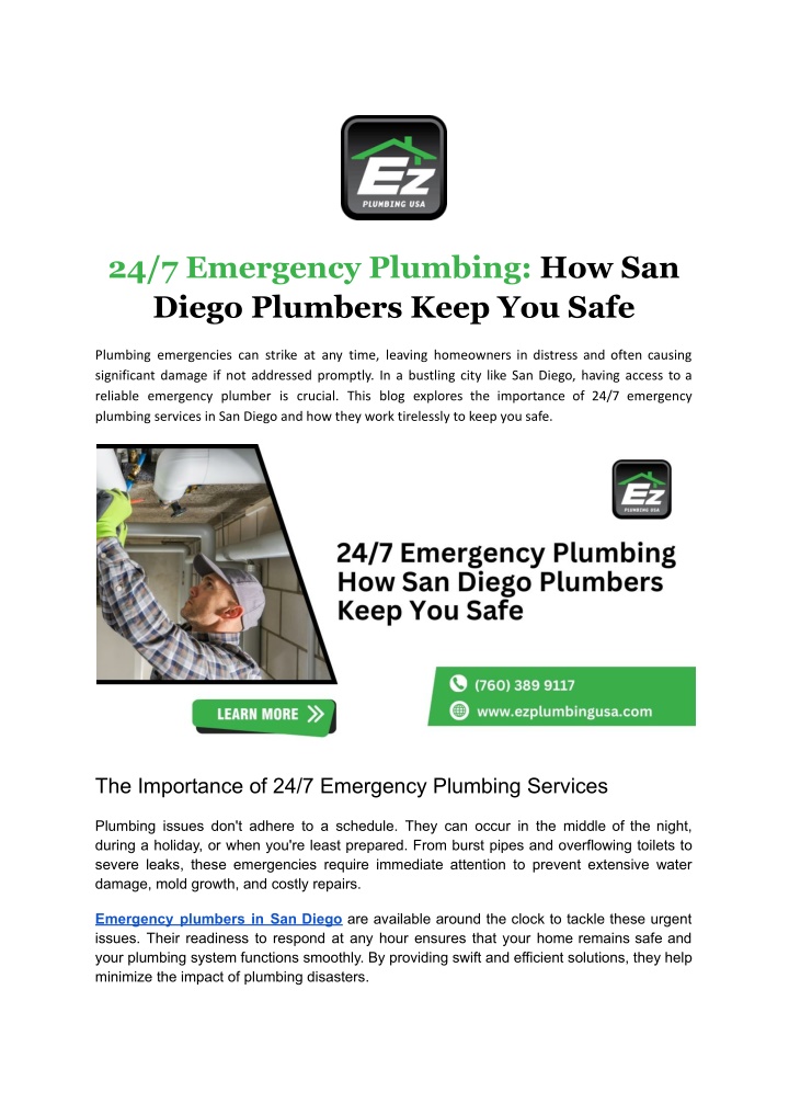 24 7 emergency plumbing how san diego plumbers