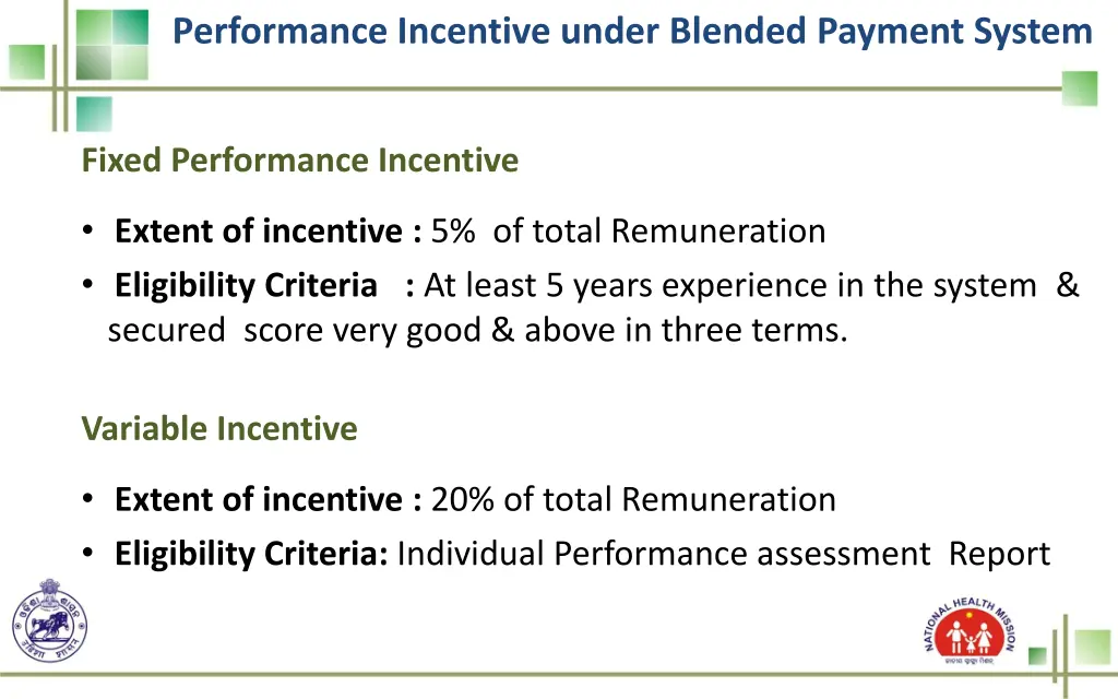 performance incentive under blended payment system