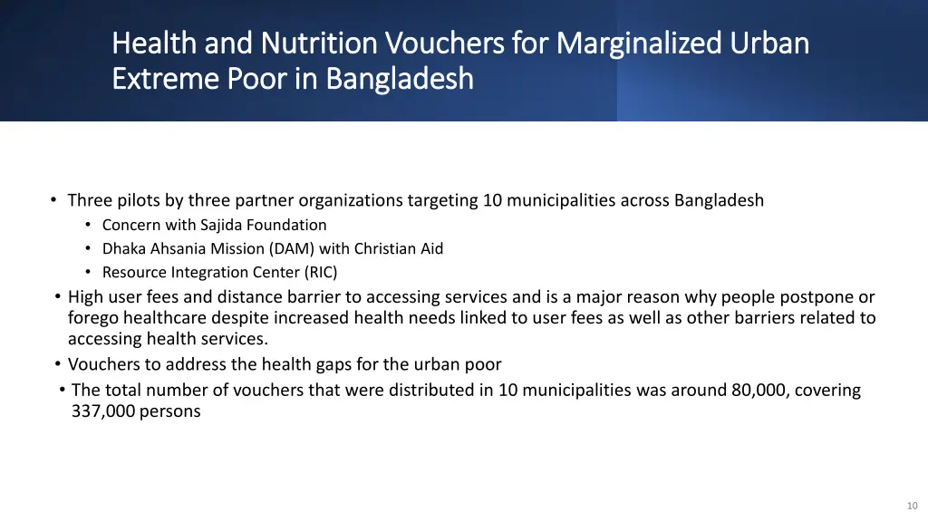 health and nutrition vouchers for marginalized