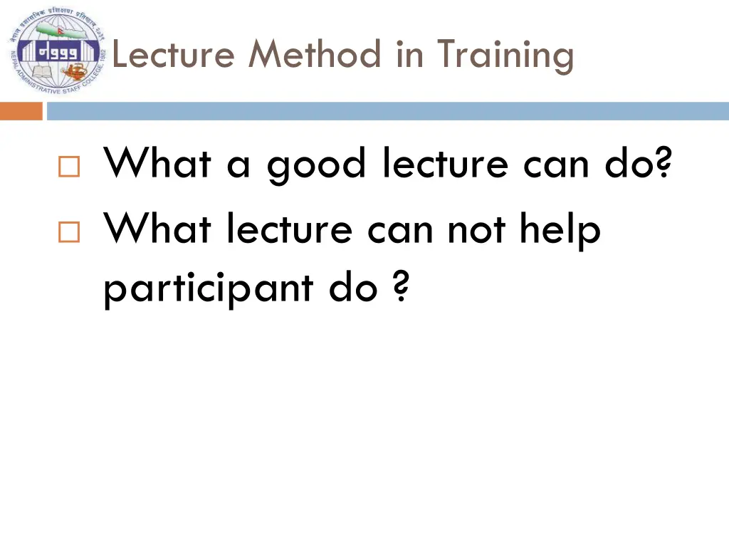 lecture method in training