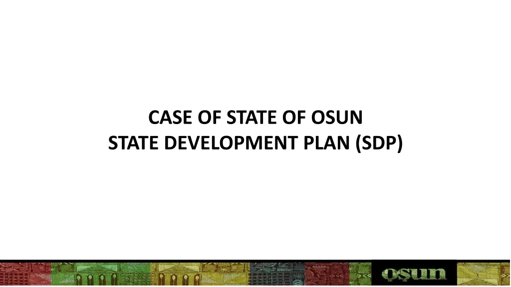 case of state of osun state development plan sdp