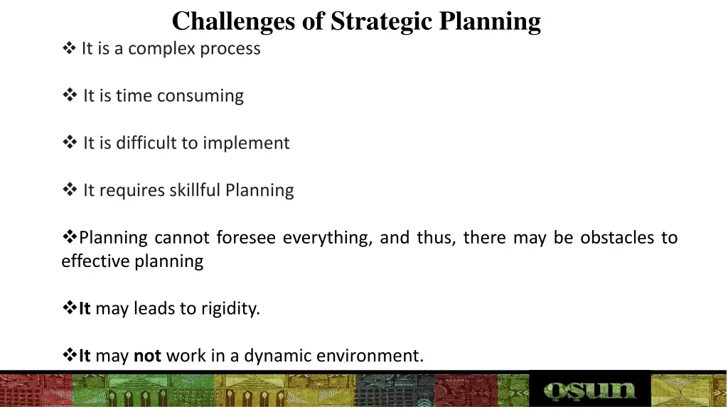 challenges of strategic planning it is a complex