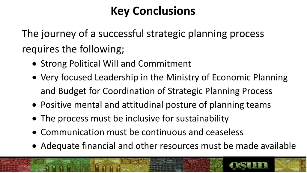 key conclusions