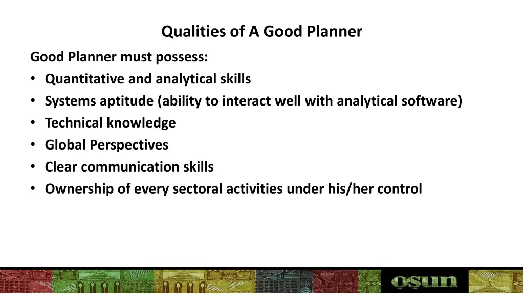 qualities of a good planner