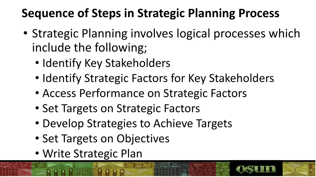 sequence of steps in strategic planning process