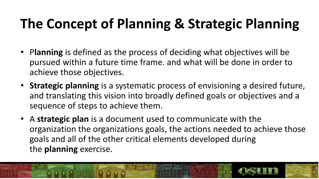 the concept of planning strategic planning