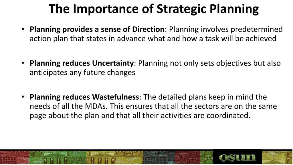 the importance of strategic planning