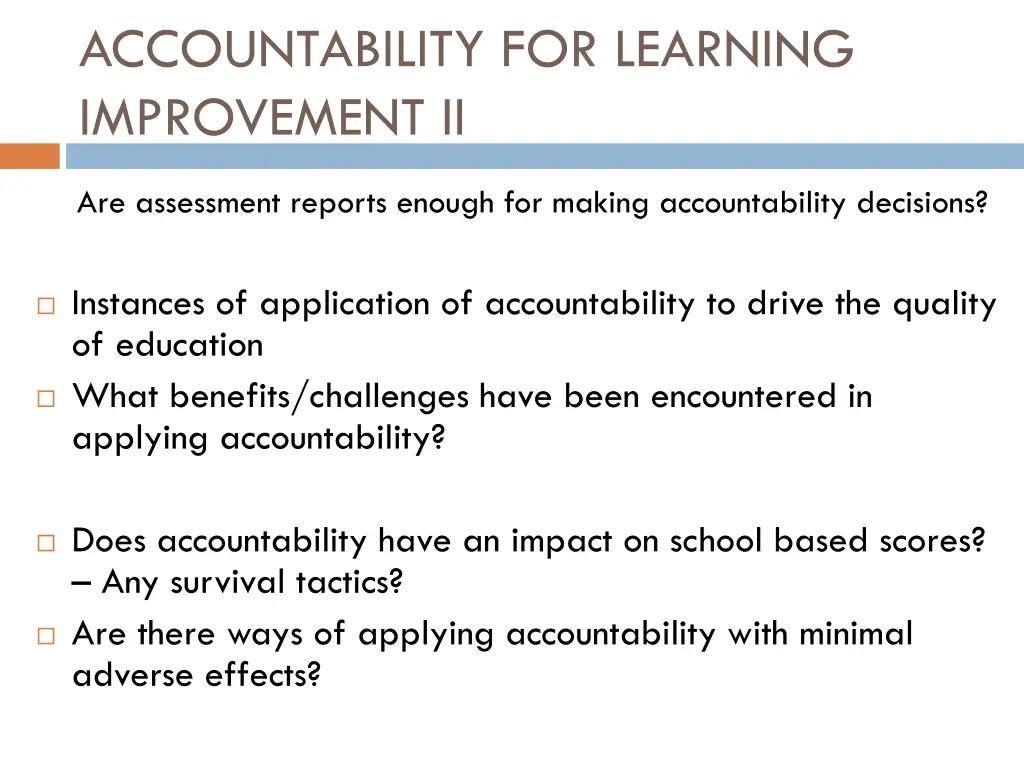 accountability for learning improvement ii