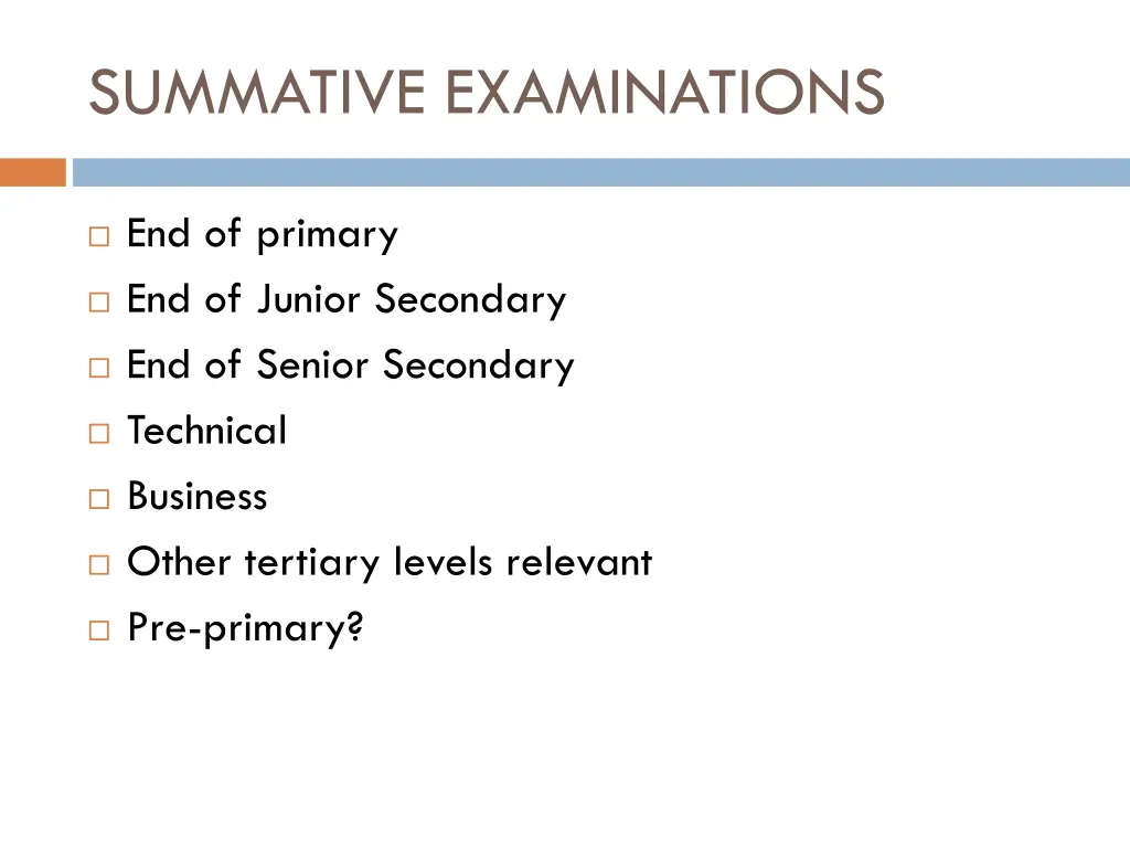 summative examinations