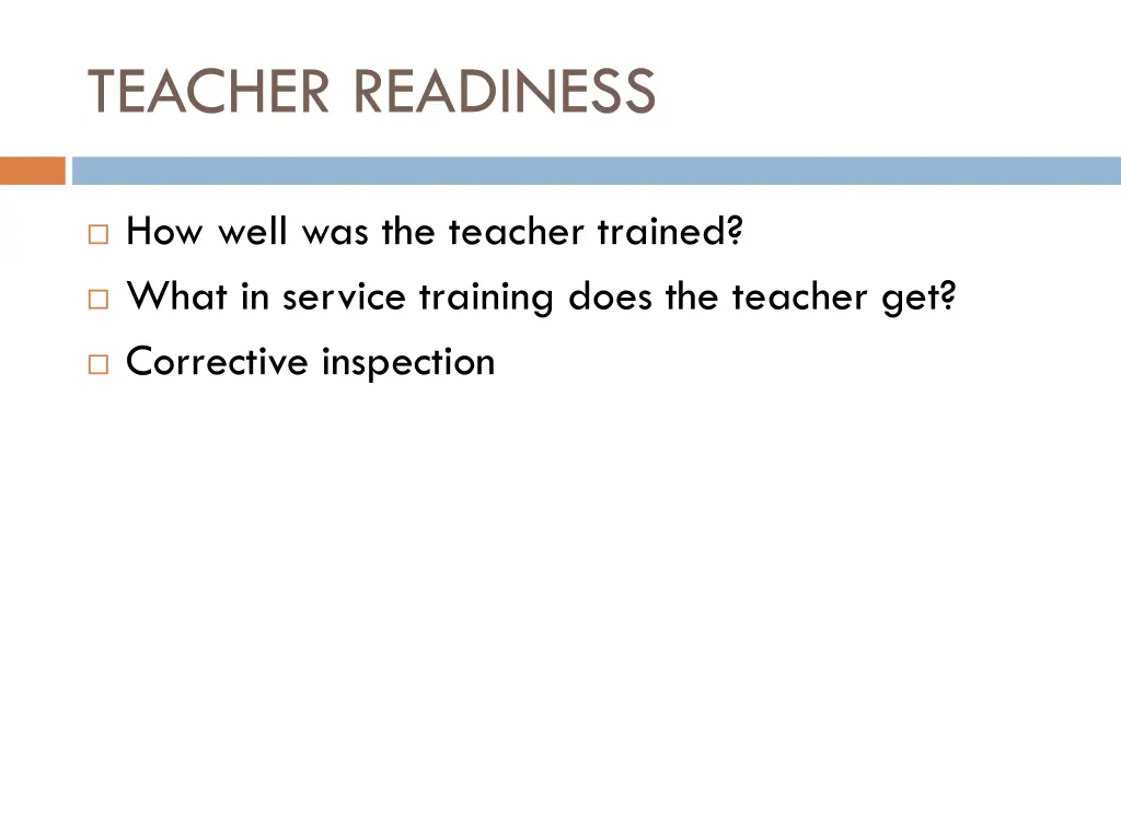 teacher readiness