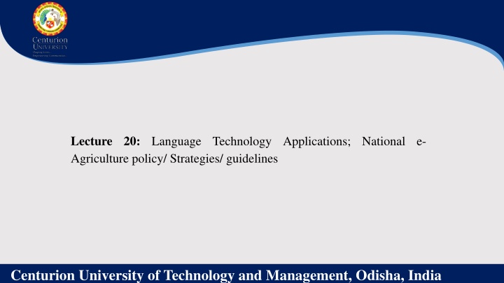 lecture 20 language technology applications