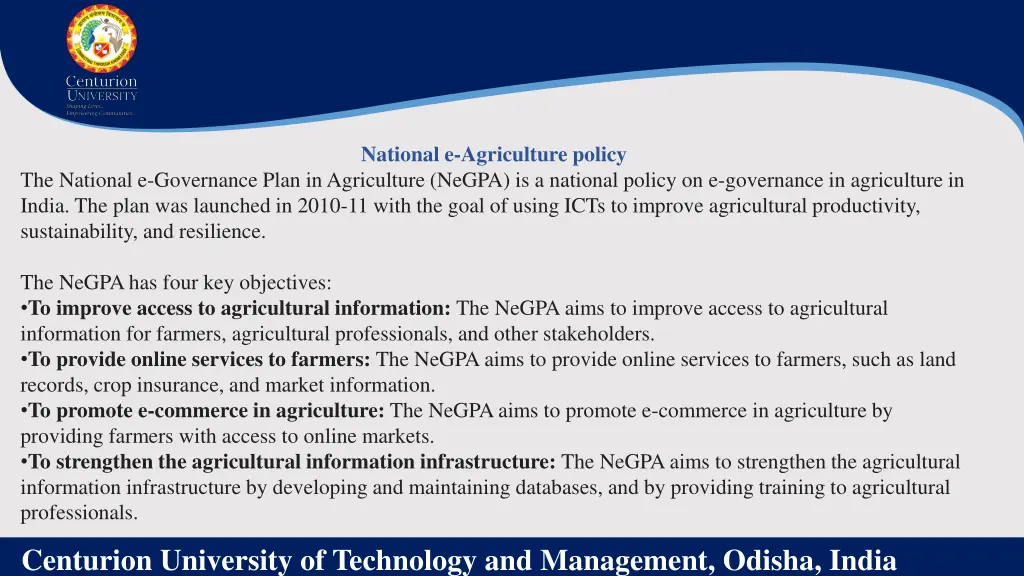 national e agriculture policy