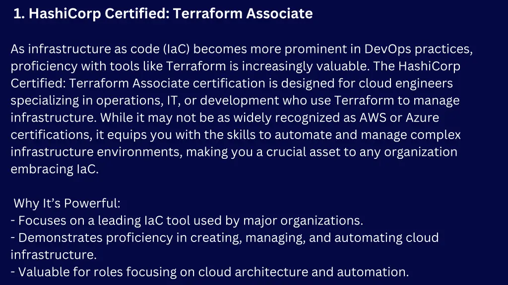 1 hashicorp certified terraform associate