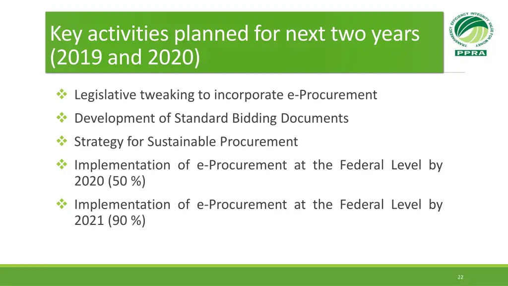 key activities planned for next two years 2019