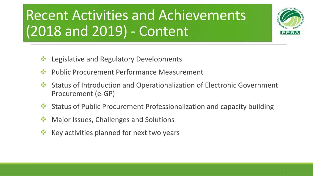 recent activities and achievements 2018 and 2019