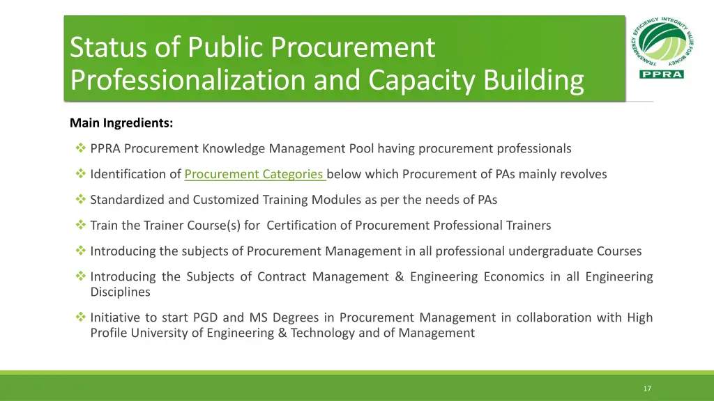 status of public procurement professionalization 1