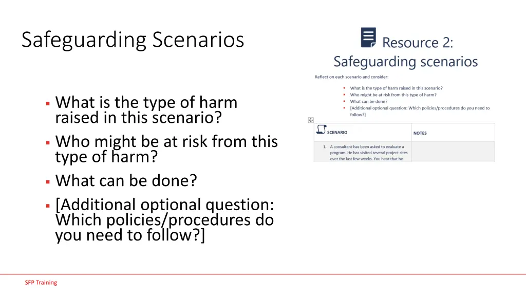 safeguarding scenarios